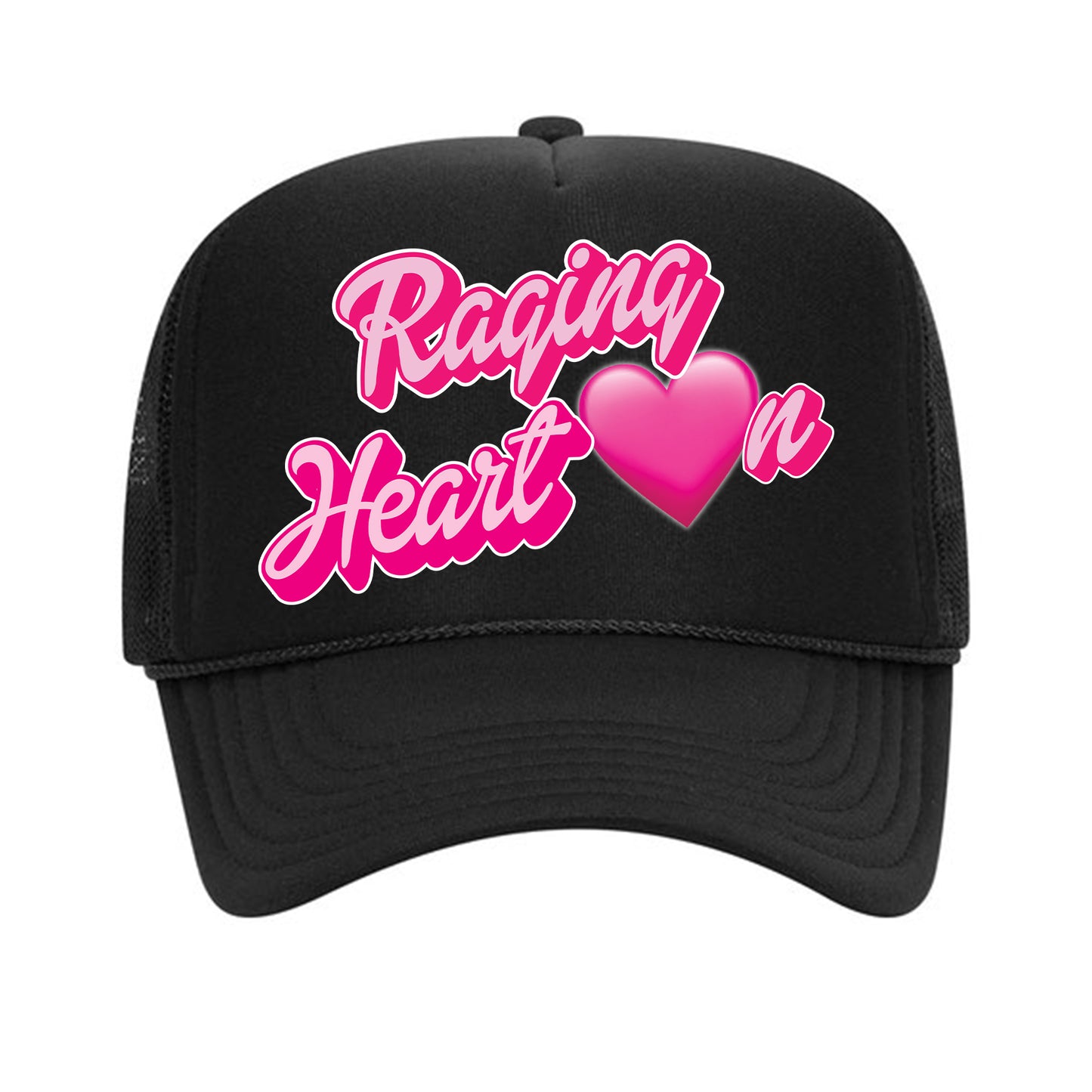 Ragin Heart On Pink on Black Trucker Hat