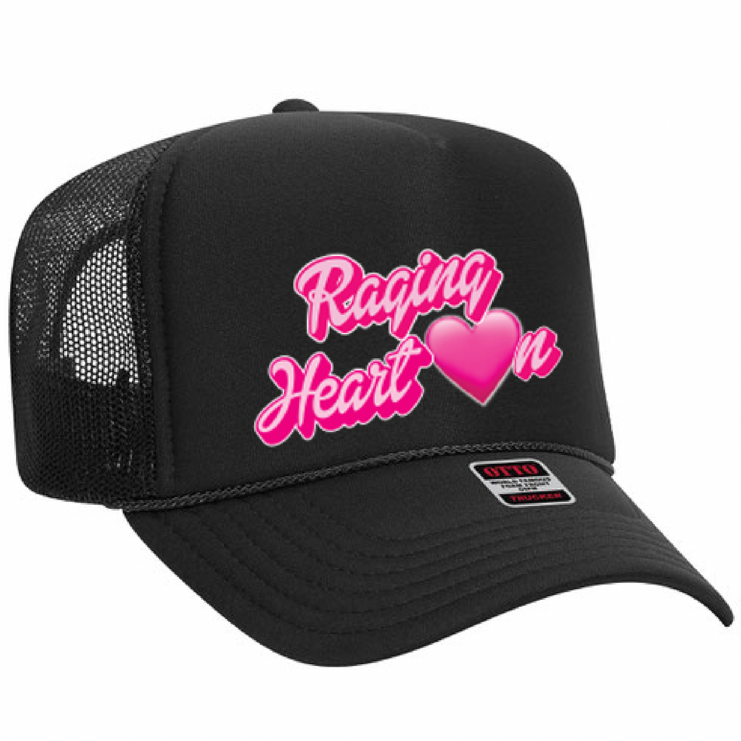 Ragin Heart On Pink on Black Trucker Hat