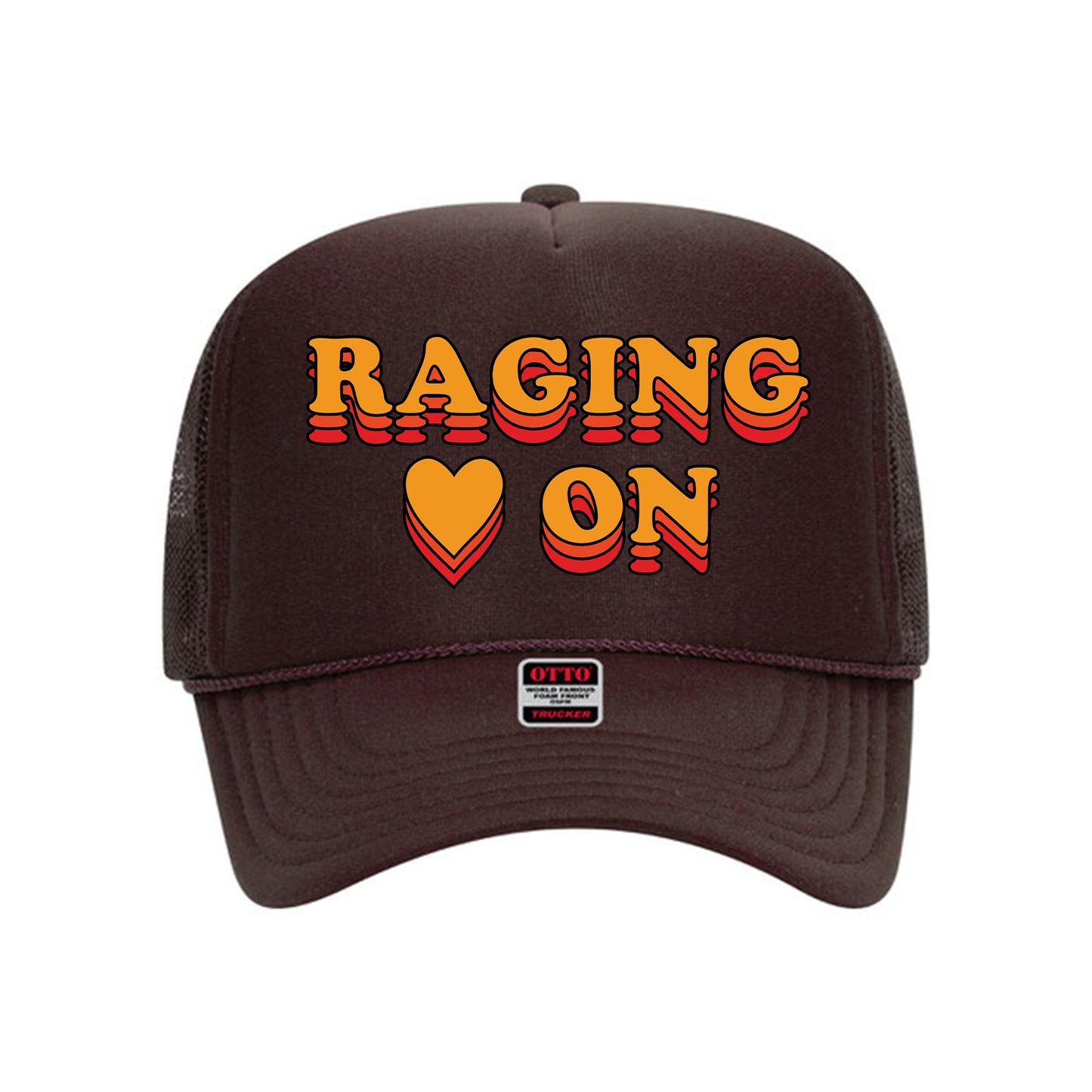 Raging Heart On Vintage Style Trucker Hat